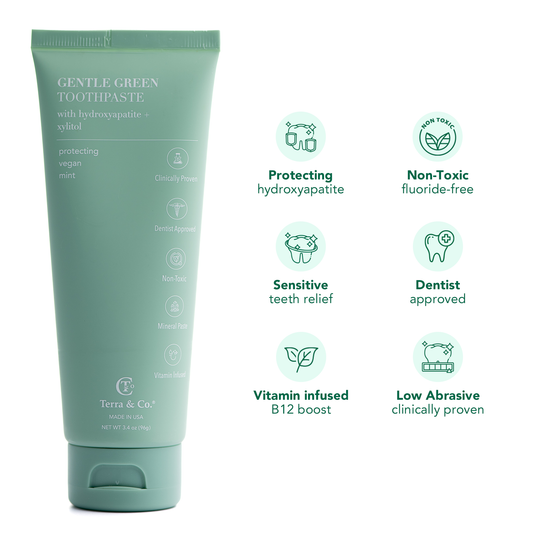 Terra & Co. Gentle Green Sensitive Toothpaste with Hydroxyapatite & B12, Fluoride-Free
