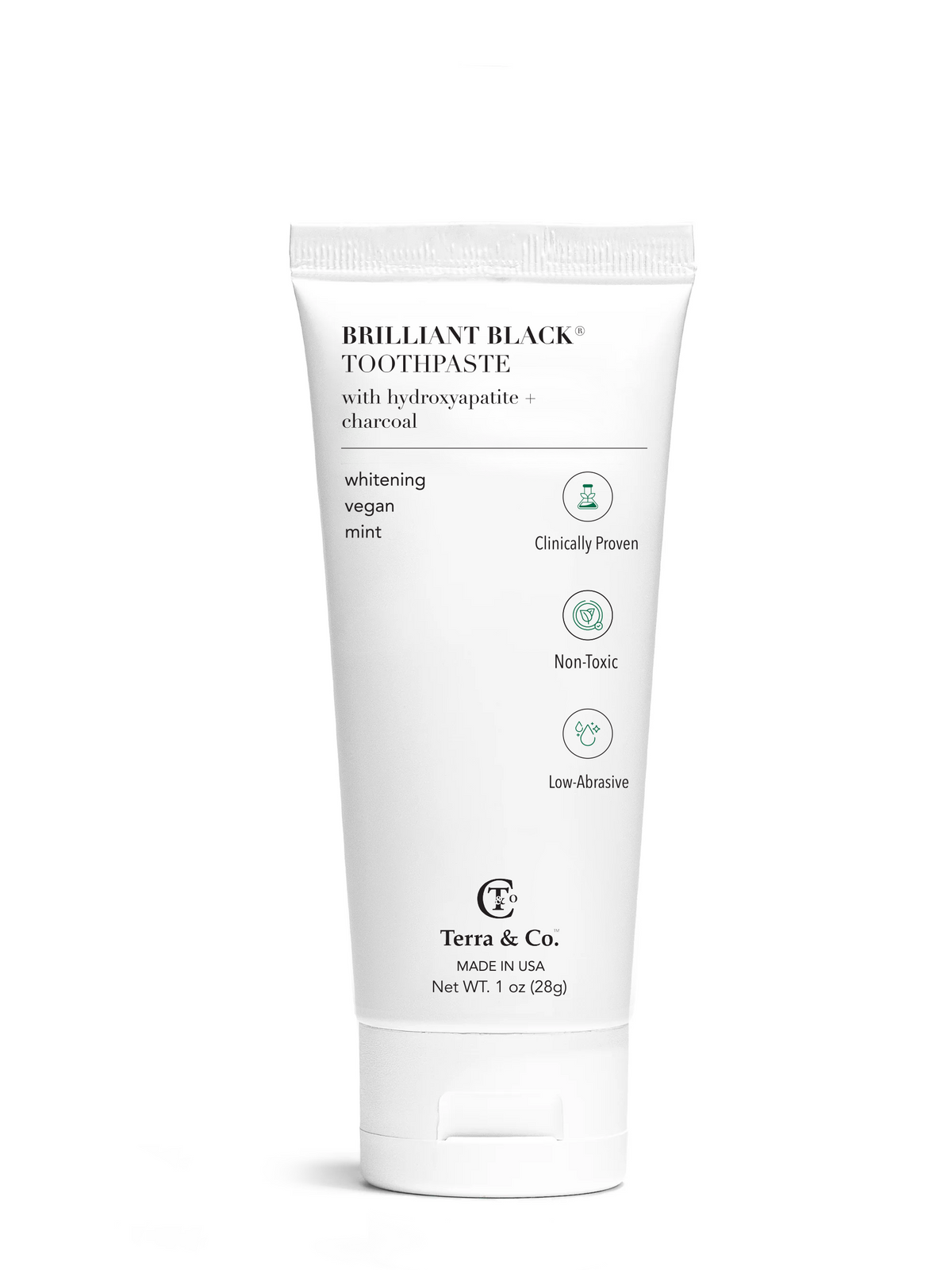 Terra & Co. Brilliant Black Charcoal Whitening Toothpaste, Fluoride-Free