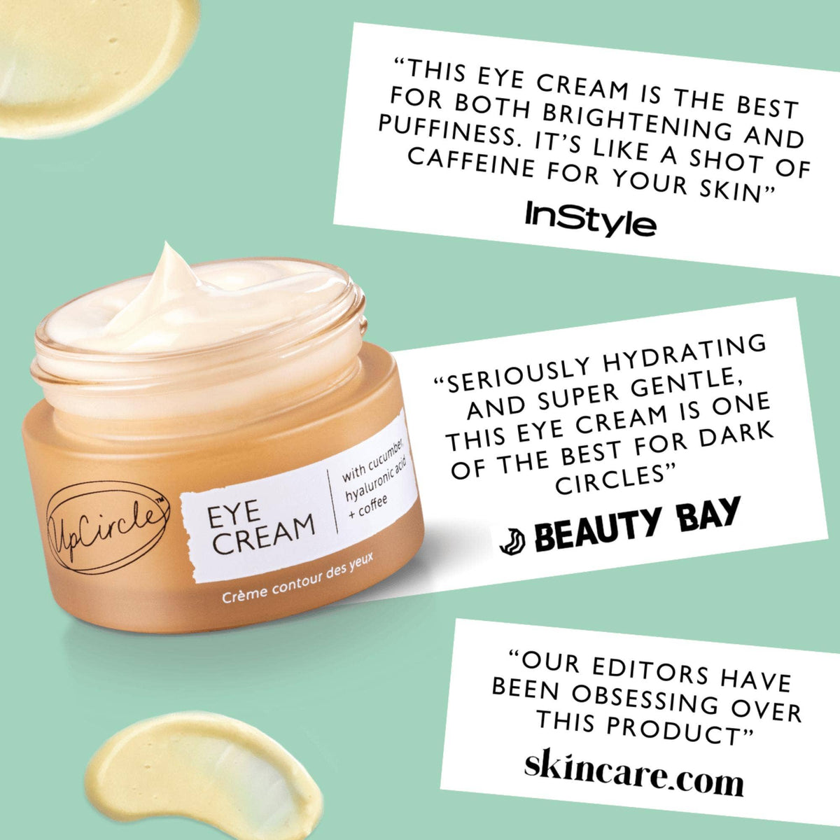 Vegan Eye Cream with Cucumber, Hyaluronic Acid + Coffee