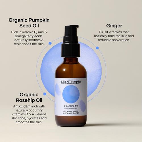 Mad Hippie Cleansing Oil for Face with Rosehip Oil, Makeup Remover for Sensitive Skin