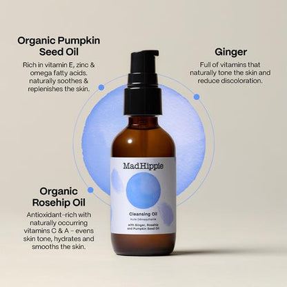 Mad Hippie Cleansing Oil for Face with Rosehip Oil, Makeup Remover for Sensitive Skin