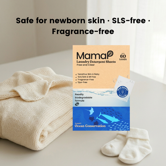 MamaP Laundry Detergent Sheets, Sensitive Skin, Baby-Safe, Fragrance-Free