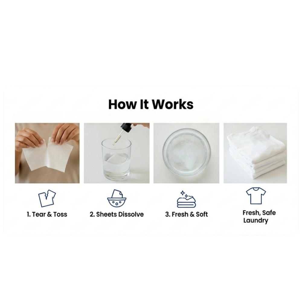 MamaP Laundry Detergent Sheets, Sensitive Skin, Baby-Safe, Fragrance-Free