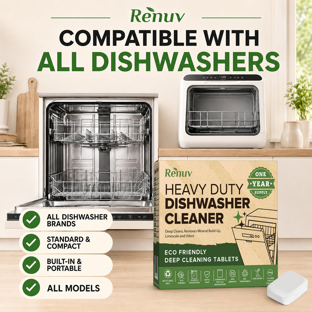 Renuv Dishwasher Cleaner and Deodorizer Tablets