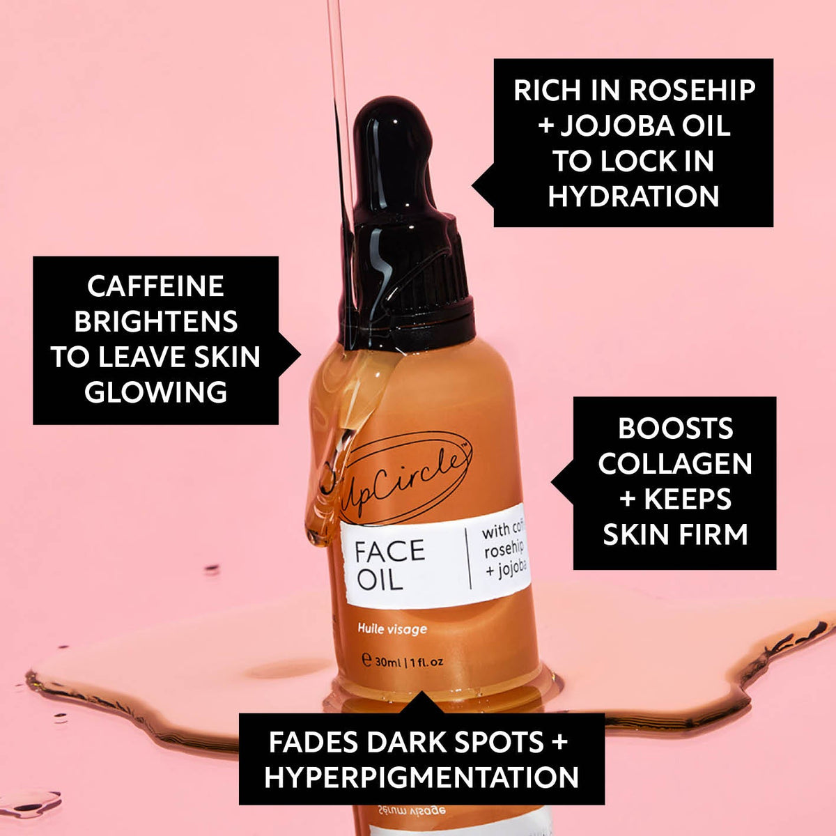 UpCircle Organic Face Oil with Coffee Extract, Travel Size