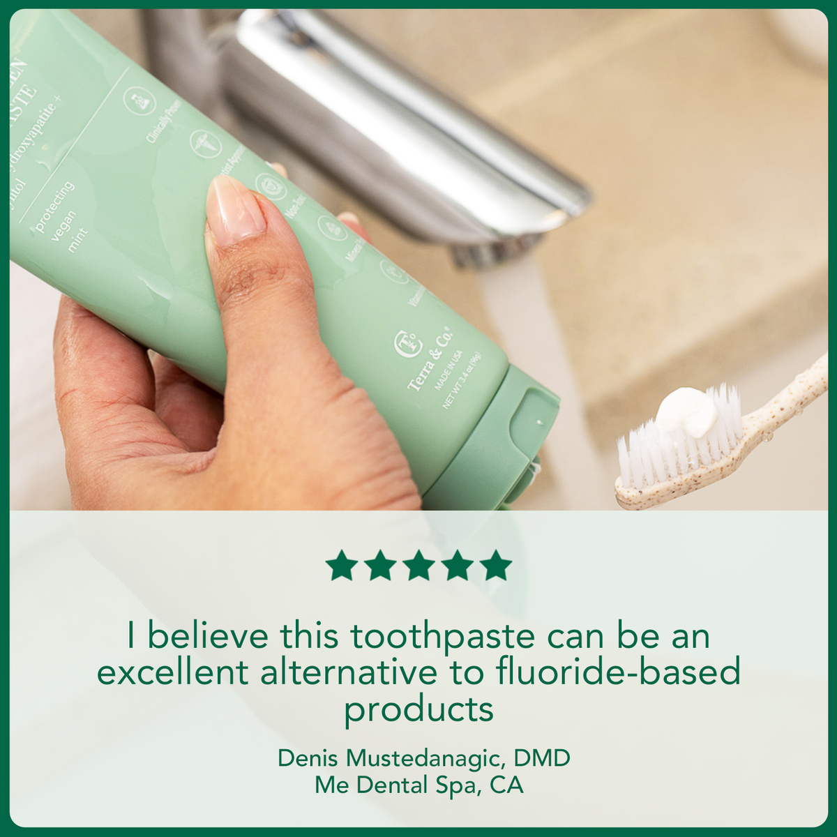 Terra & Co. Gentle Green Sensitive Toothpaste with Hydroxyapatite & B12, Fluoride-Free