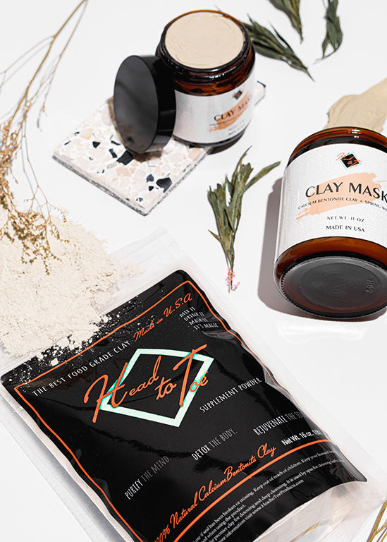 Head To Toe Products Pure Calcium Bentonite Clay Mask, Spring Water Activated