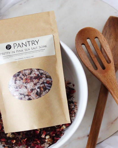Pantry Products Rose & Hibiscus Bath Soak, Himalayan Pink Salt & Floral Essential Oils