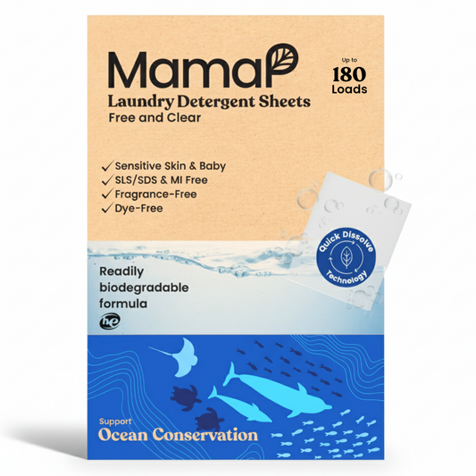 MamaP Laundry Detergent Sheets, Sensitive Skin, Baby-Safe, Fragrance-Free