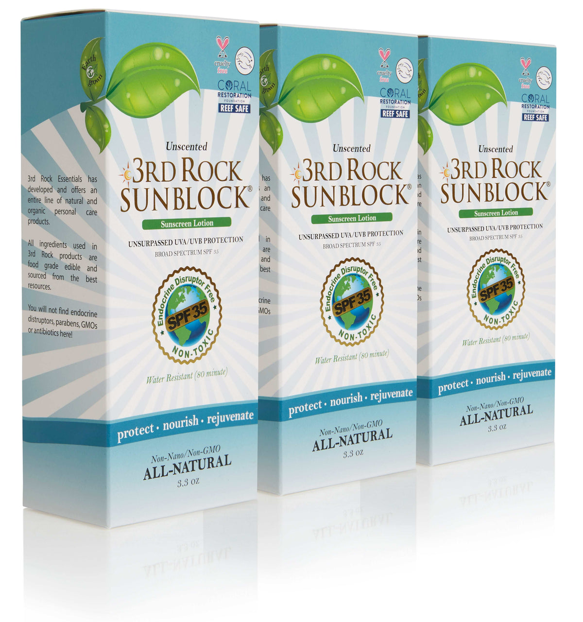 3rd Rock Essentials Sunblock Sunscreen Lotion, Unscented, Zinc Oxide SPF 35