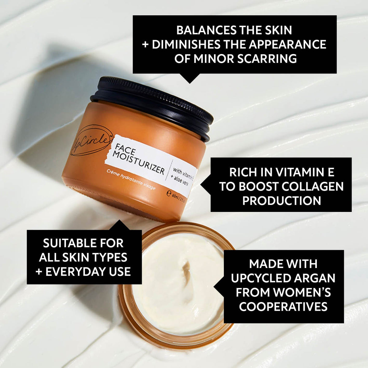 UpCircle Face Moisturizer with Vitamin E, Travel Size