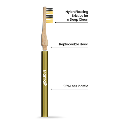 MamaP Revolve Manual Toothbrush with Replaceable Head, Save the Bees