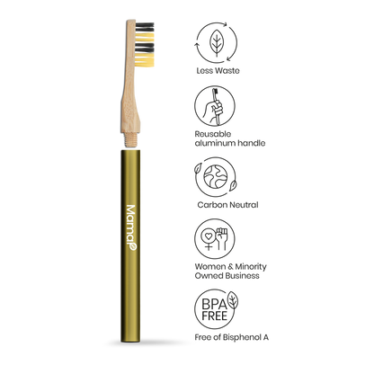 MamaP Revolve Manual Toothbrush with Replaceable Head, Save the Bees