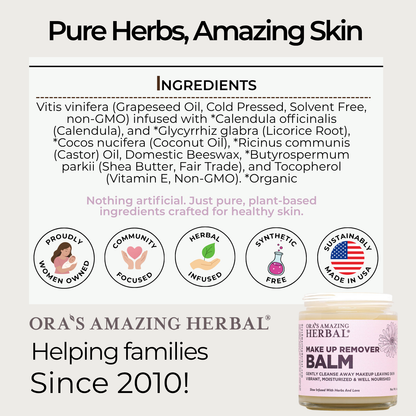 Ora's Amazing Herbal Makeup Remover Balm with Calendula, Fragrance-Free