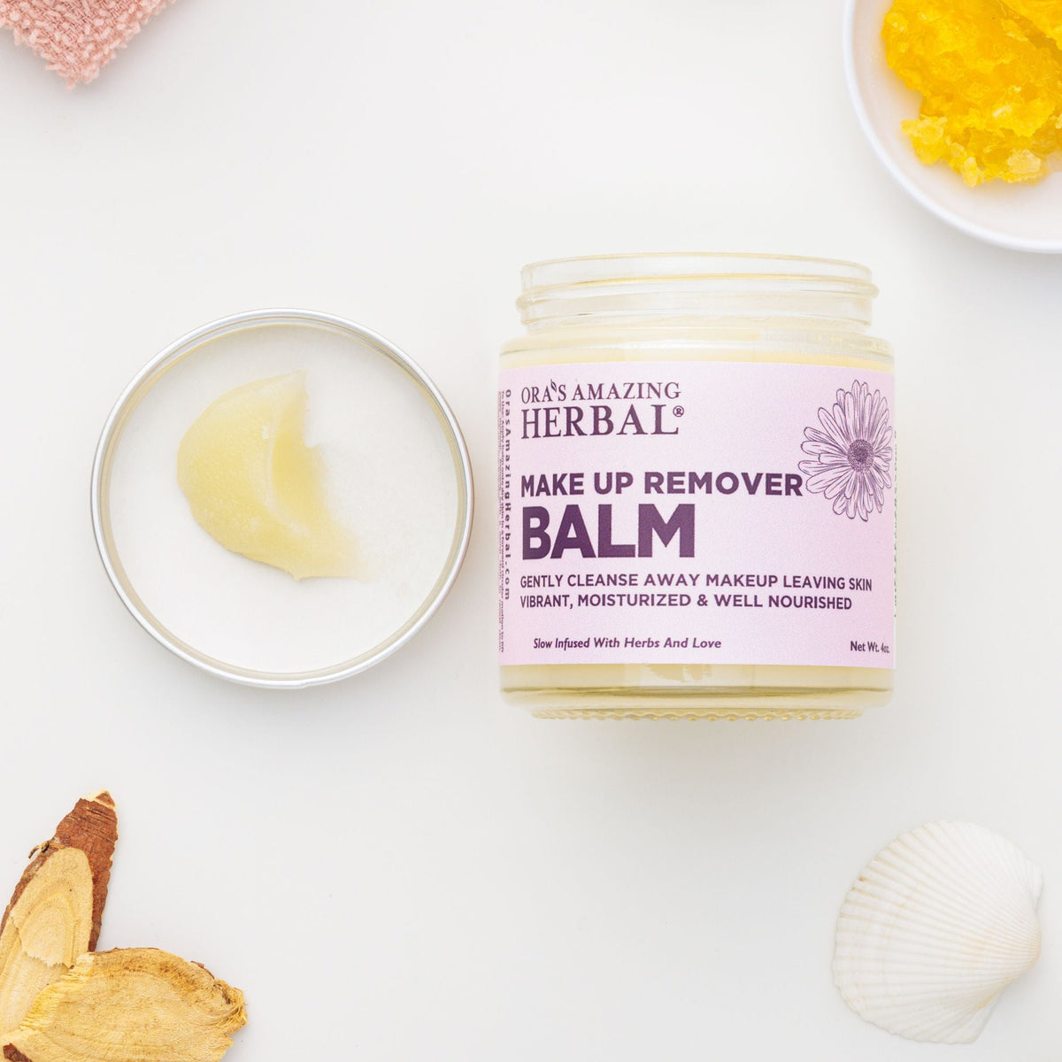 Ora's Amazing Herbal Makeup Remover Balm with Calendula, Fragrance-Free