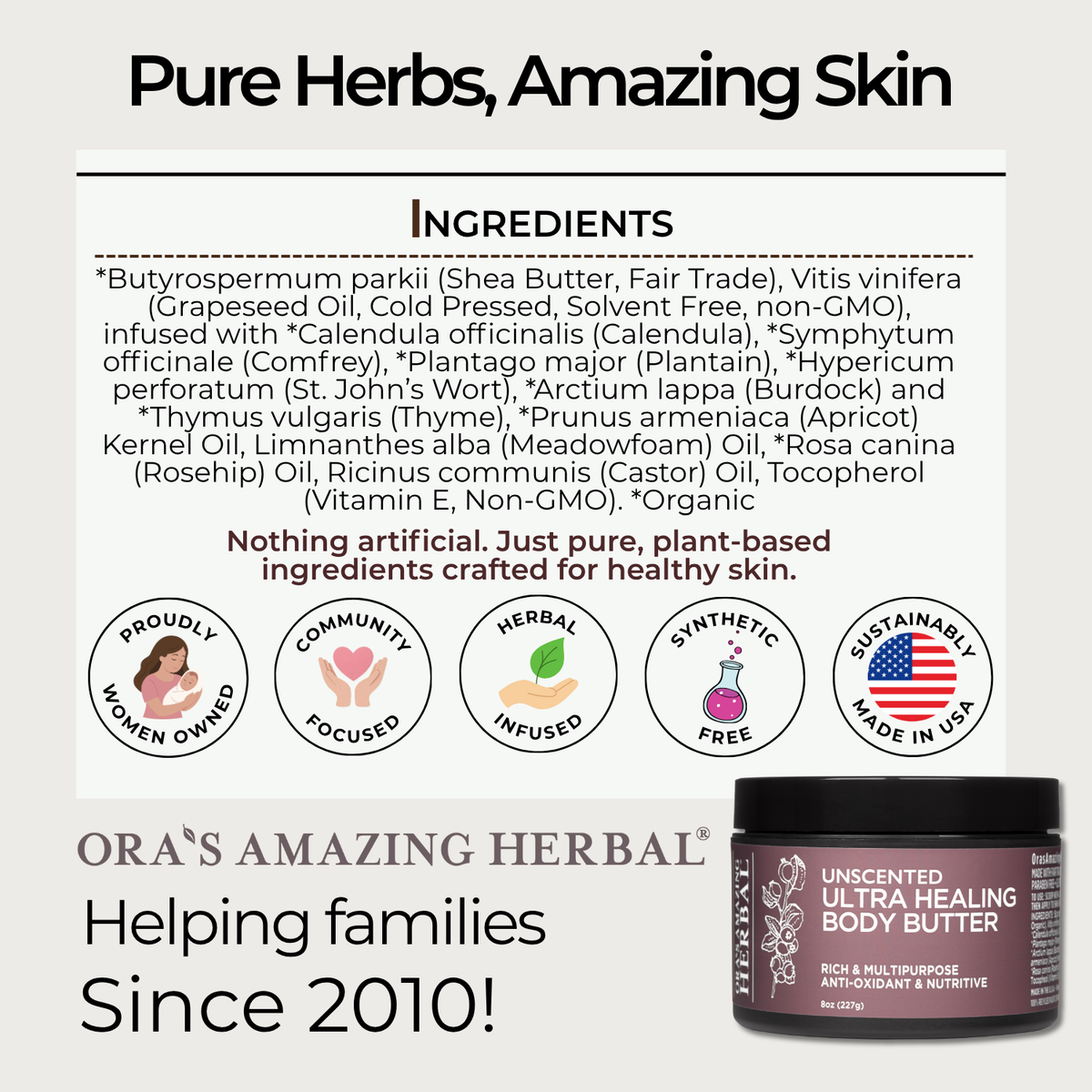 Ora's Amazing Herbal Ultra Healing Body Butter, Unscented